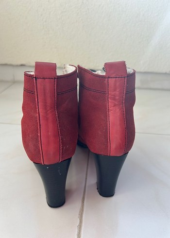 Bordo Süet Tokalı Kadın Topuklu Bot - Görsel 6