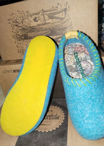 Kadın Turkuaz Yün Örgü Dolgu Topuk Terlik - Görsel 2