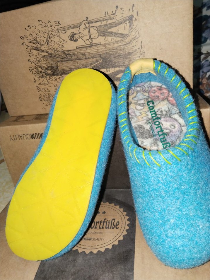 Kadın Turkuaz Yün Örgü Dolgu Topuk Terlik - Görsel 2