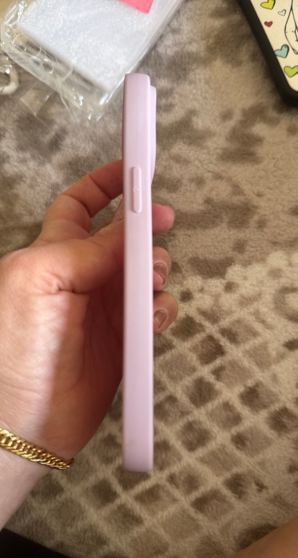 Mor Pastel Telefon Kılıfı Kalp Desenli - Görsel 3