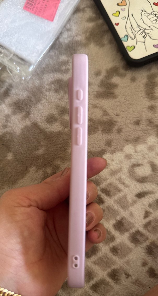 Mor Pastel Telefon Kılıfı Kalp Desenli - Görsel 2