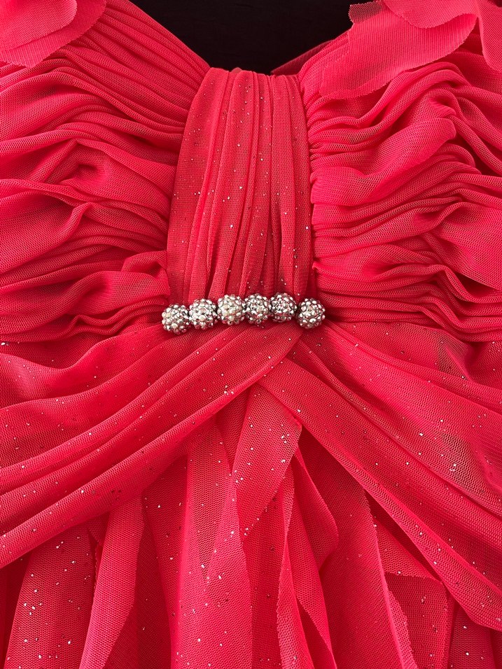 Kırmızı Fırfırlı Midi Abiye Elbise - Görsel 3