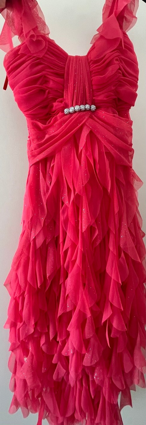 Kırmızı Fırfırlı Midi Abiye Elbise - Görsel 5