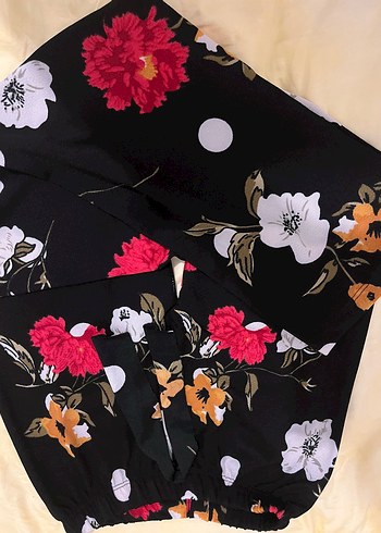 Çiçek Desenli Bol Kesim Uzun Kadın Pantolon - Görsel 5