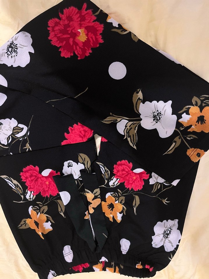 Çiçek Desenli Bol Kesim Uzun Kadın Pantolon - Görsel 5