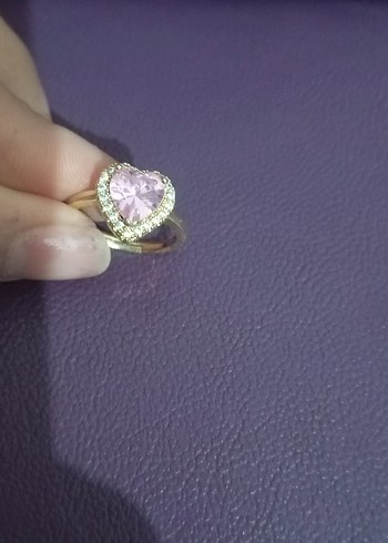 Pembe Kalp Taşlı Kadın Yüzük - Görsel 2