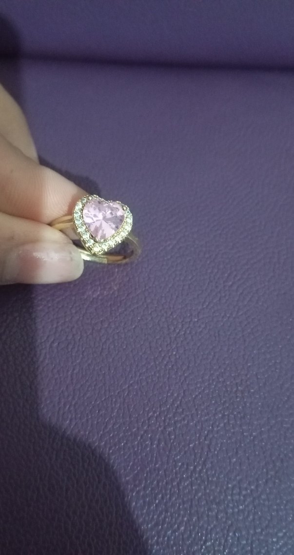 Pembe Kalp Taşlı Kadın Yüzük - Görsel 2