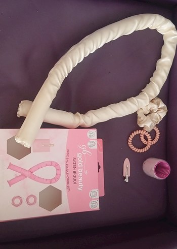 Pembe Saten Saç Bukle Şekillendirici Set - Görsel 3