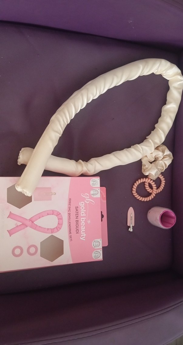 Pembe Saten Saç Bukle Şekillendirici Set - Görsel 3