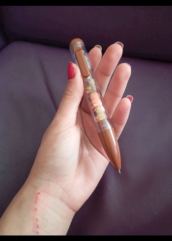 Pastel Bej Renkli Ayıcık Desenli Kalem - Görsel 2