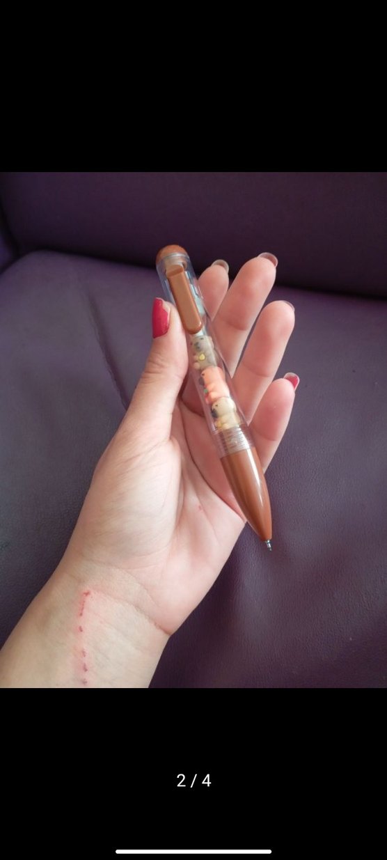 Pastel Bej Renkli Ayıcık Desenli Kalem - Görsel 2