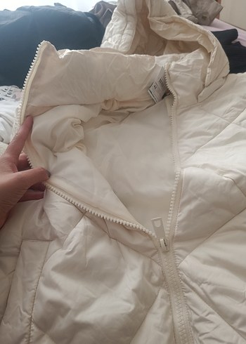 42 Beden ten rengi Renk Beyaz Kadın Kapüşonlu Kısa Mont