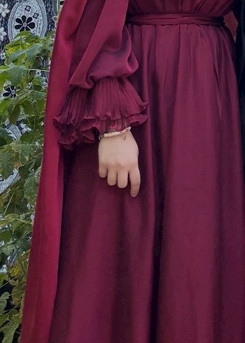 Bordo Tesettür Elbise
