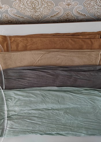 Kadın Keten Salaş Şal - Bej, Gri, Kahverengi - Görsel 2