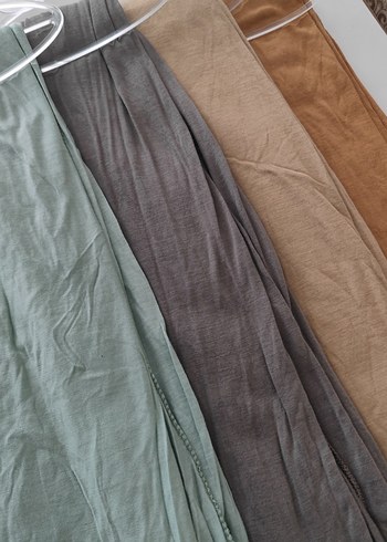 Kadın Keten Salaş Şal - Bej, Gri, Kahverengi - Görsel 3