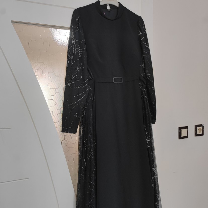 Siyah Uzun Kollu Gotik Kadın Elbise - Görsel 3