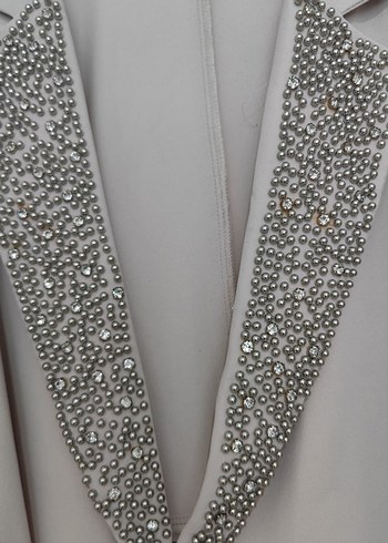 Bej Uzun Kollu Kemerli Kadın Abiye Elbise - Görsel 3