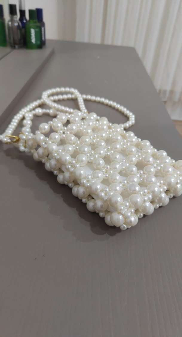 Boncuk İşlemeli Beyaz Kadın Çantası - Görsel 4