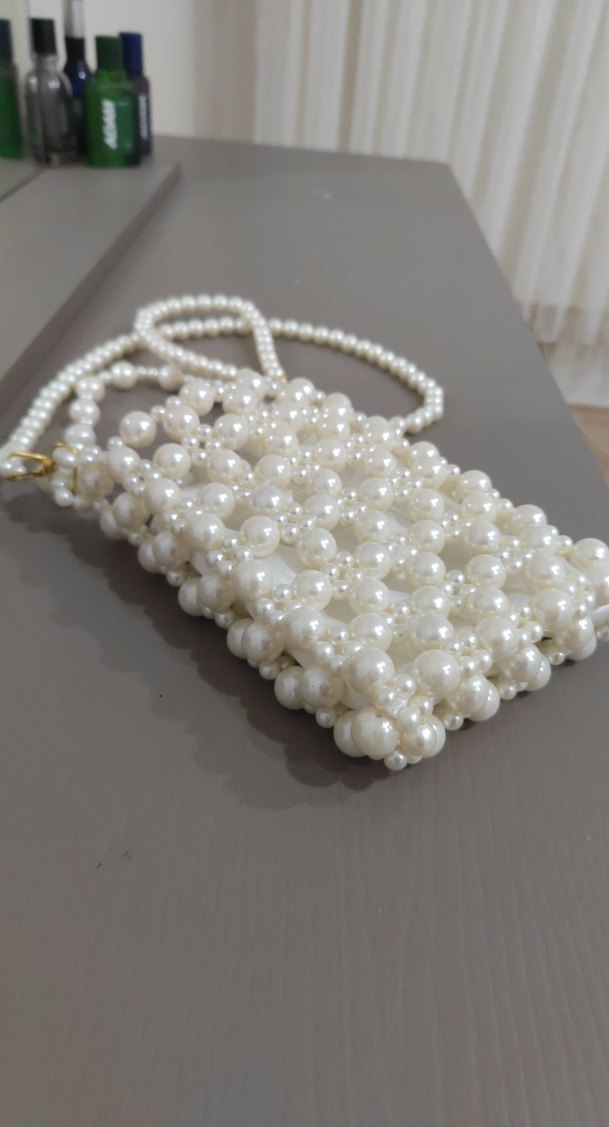 Boncuk İşlemeli Beyaz Kadın Çantası - Görsel 3