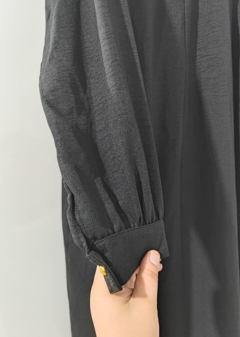 Siyah Düğmeli Uzun Kollu Kadın Elbise - Görsel 4