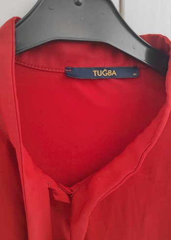 Uzun Kollu Kırmızı Saten Gömlek - Görsel 2