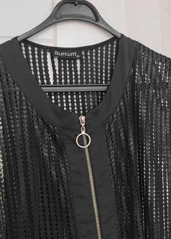 Siyah Piliseli Uzun Kadın yelek - Görsel 2