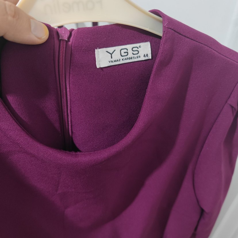 Bordo İşlemeli Uzun Kadın Elbise - Görsel 5