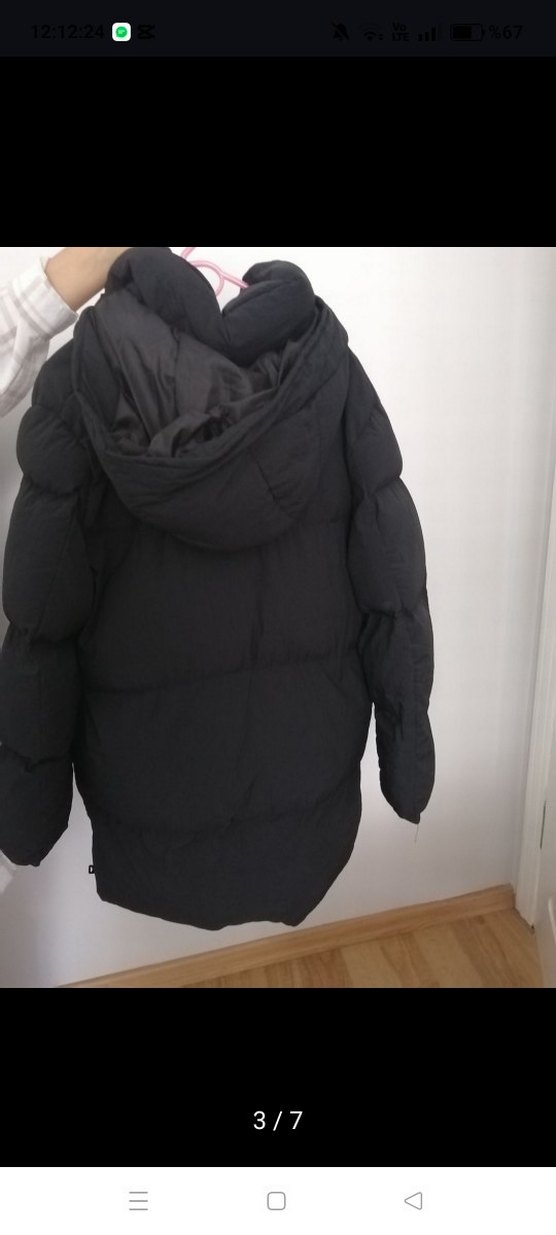 Siyah Kapüşonlu Rahat Kadın Kış Montu - Görsel 3