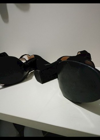 Siyah süet Tokalı Blok Topuklu Kadın Ayakkabı - Görsel 5