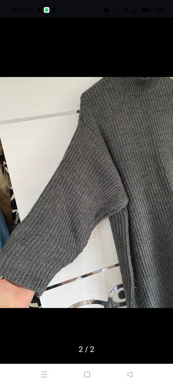 Gri Balıkçı Yaka Uzun Örgü Kadın Kazak - Görsel 2