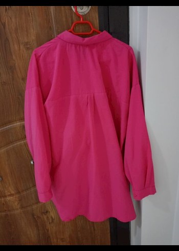 Pembe Düğmeli Uzun Kollu Kadın Gömlek - Görsel 3