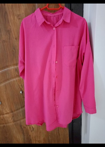 Pembe Düğmeli Uzun Kollu Kadın Gömlek - Görsel 2