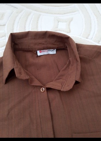 Düğmeli Kahverengi Gömlek - Görsel 4