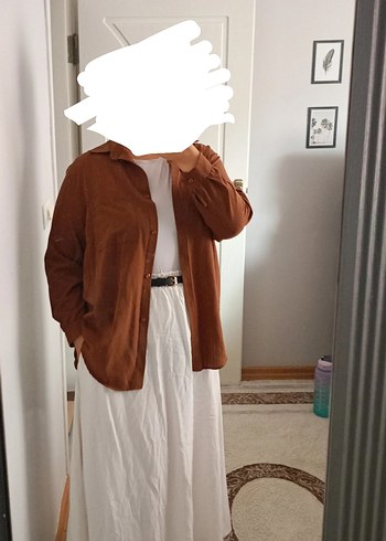 Düğmeli Kahverengi Gömlek - Görsel 2