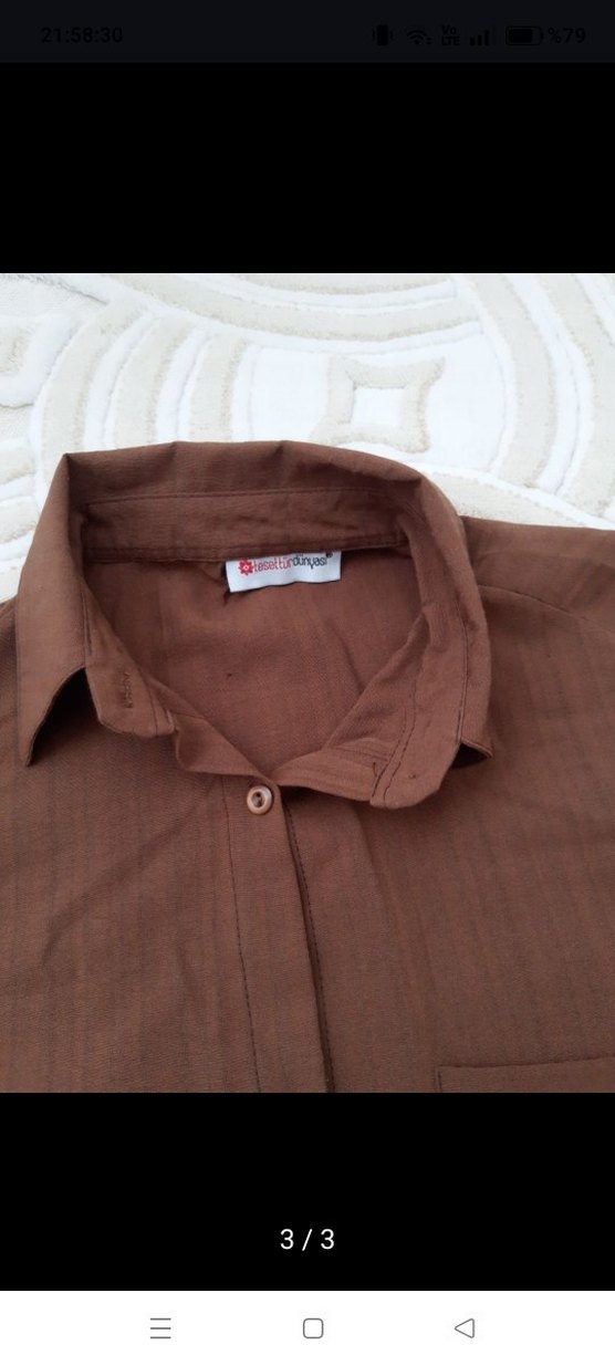 Düğmeli Kahverengi Gömlek - Görsel 4