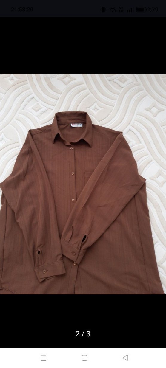 Düğmeli Kahverengi Gömlek - Görsel 3
