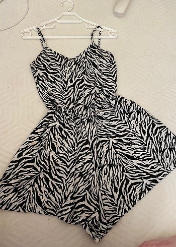 Zebra Desenli Mini Askılı Tulum