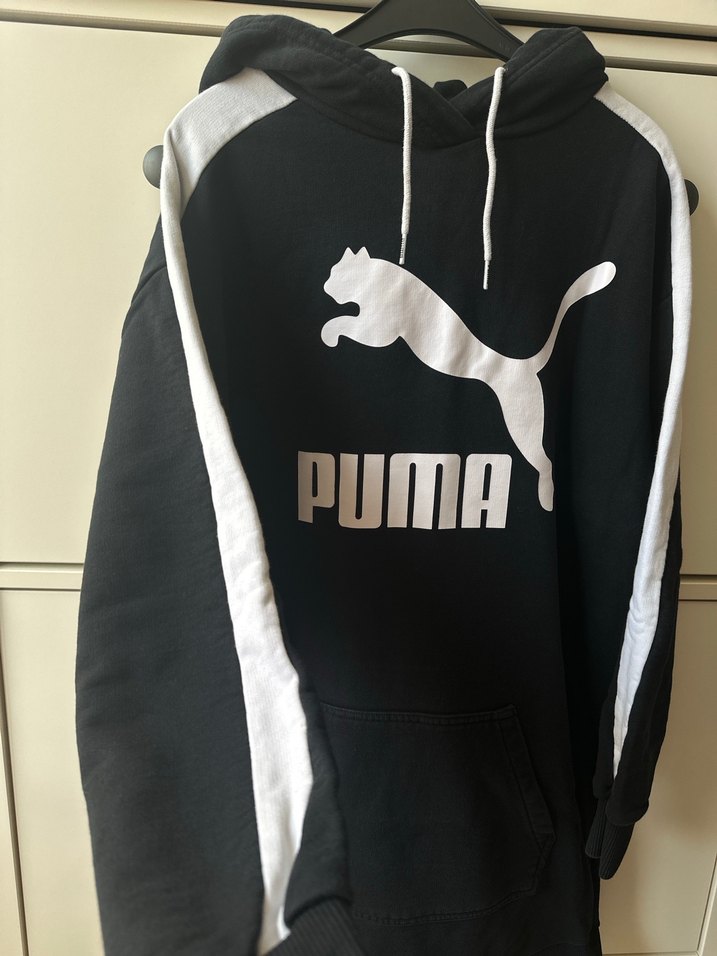 Puma Siyah Kapüşonlu Midi Sweatshirt - Görsel 4