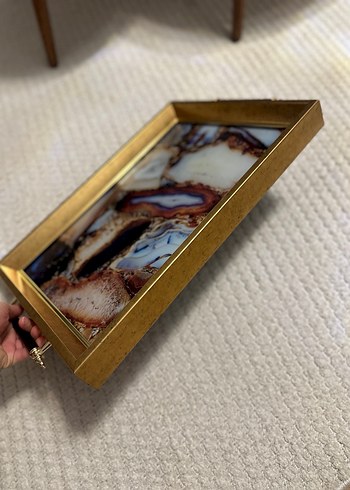 Gold Çerçeveli Dekoratif Tepsi - Görsel 3