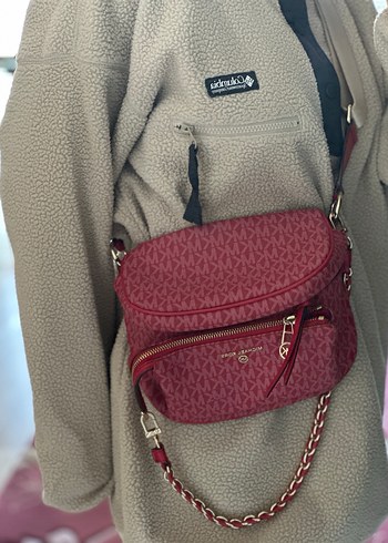 Michael Kors Zincir Detaylı Kırmızı Omuz Çantası - Görsel 9