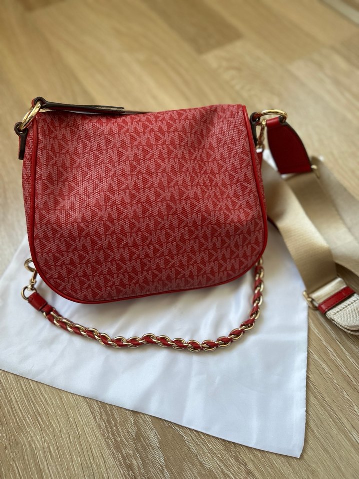 Michael Kors Zincir Detaylı Kırmızı Omuz Çantası - Görsel 4