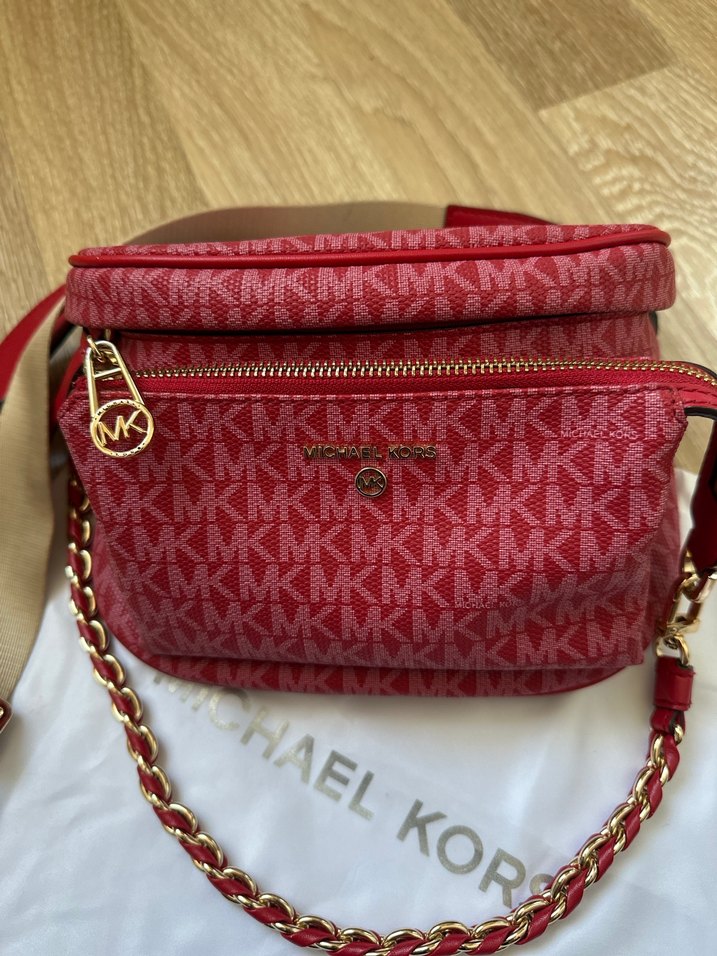 Michael Kors Zincir Detaylı Kırmızı Omuz Çantası - Görsel 3