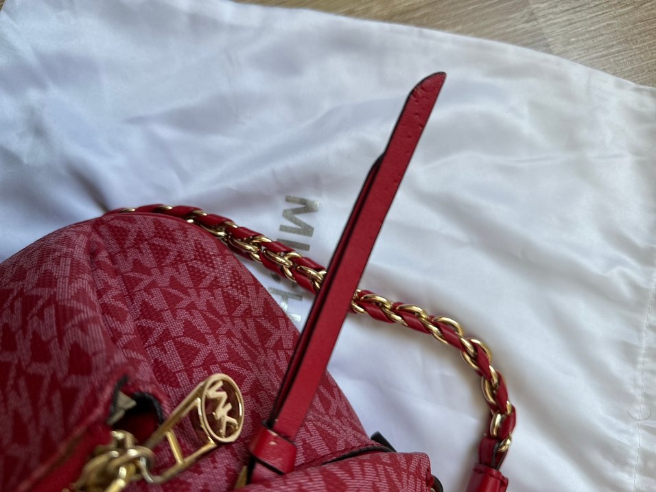 Michael Kors Zincir Detaylı Kırmızı Omuz Çantası - Görsel 5