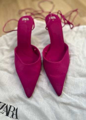 Zara Fuşya Stiletto Bağcıklı Kadın Ayakkabı - Görsel 5
