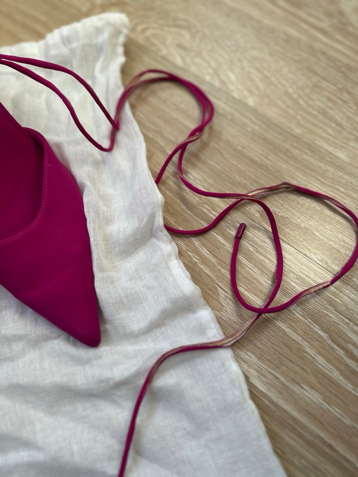 Zara Fuşya Stiletto Bağcıklı Kadın Ayakkabı - Görsel 4