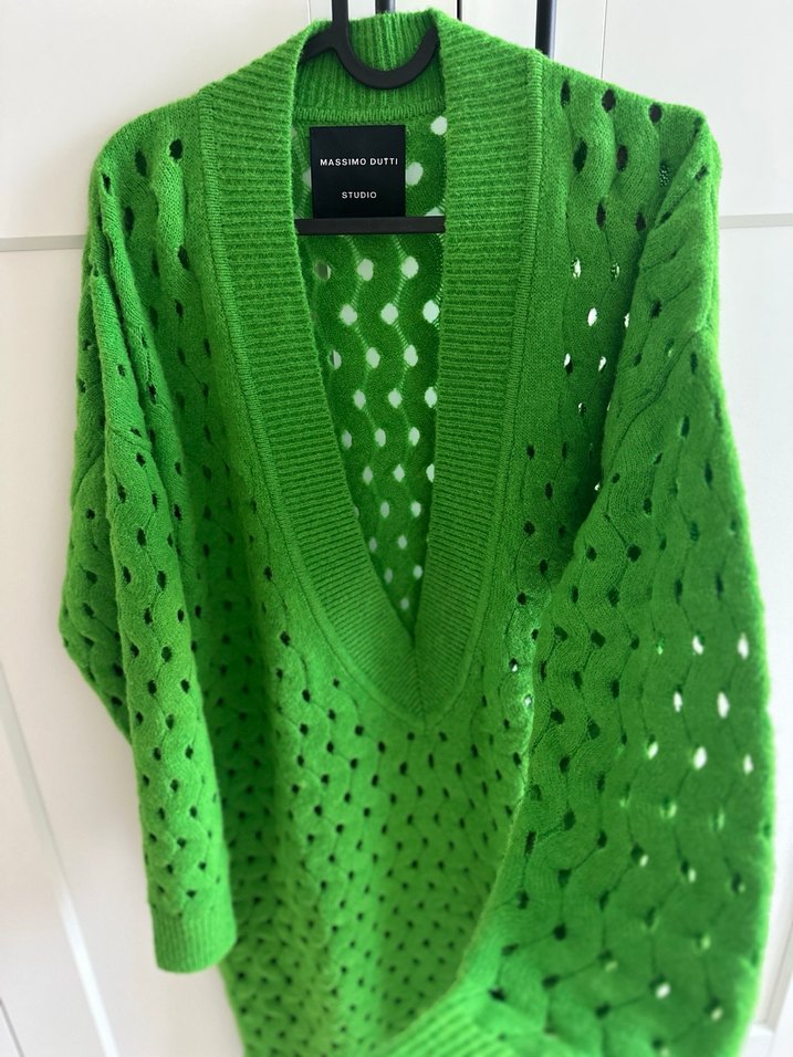 Yeşil V Yaka Örgü Kadın Kazak - Görsel 4