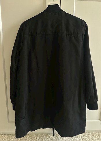 Siyah Fermuarlı Midi Kadın Mont - Görsel 7