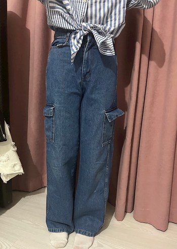 Trendyol & Milla Kadın Mavi Bağlamalı Bol Kesim Denim Pantolon