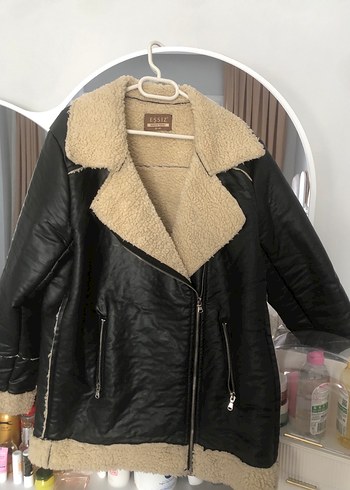 Kürk Detaylı siyah Deri Kadın Ceket - Görsel 2