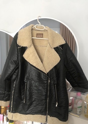 Kürk Detaylı siyah Deri Kadın Ceket - Görsel 3